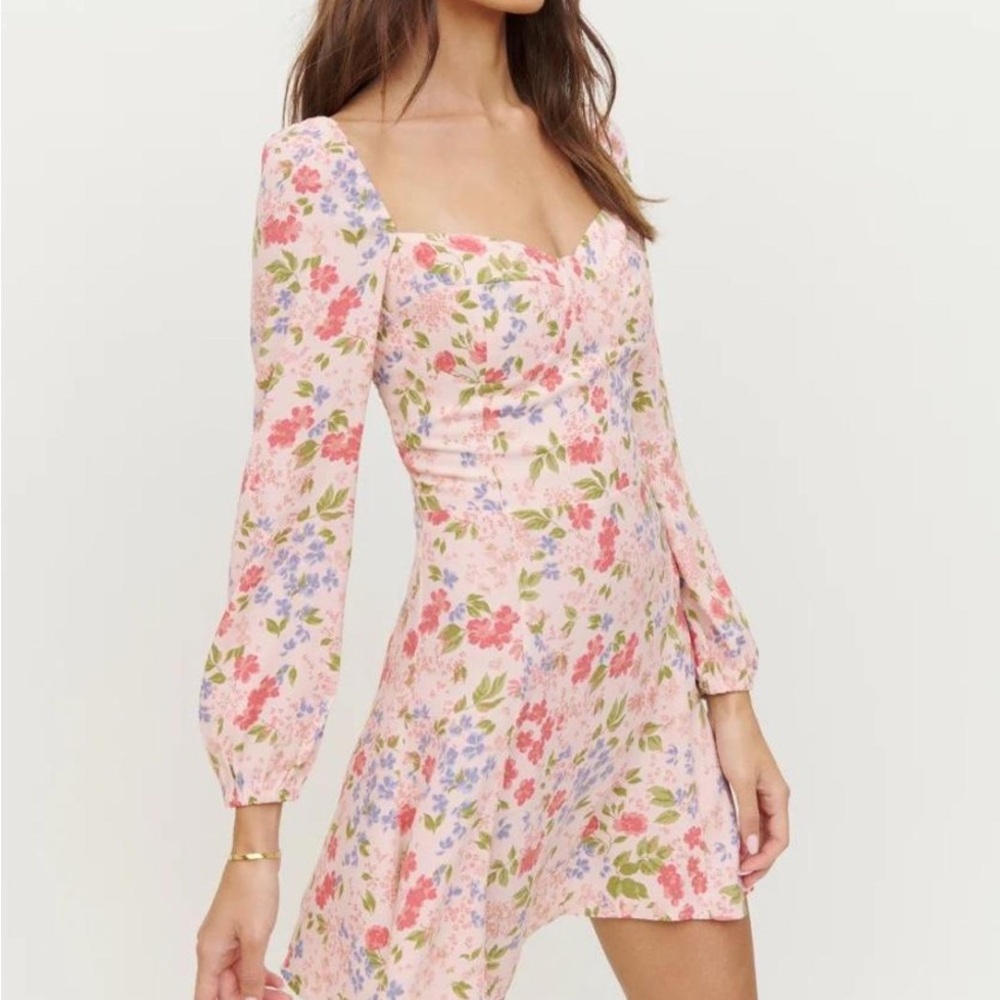Reformation Esme Mini Floral Long Sleeve Dress
